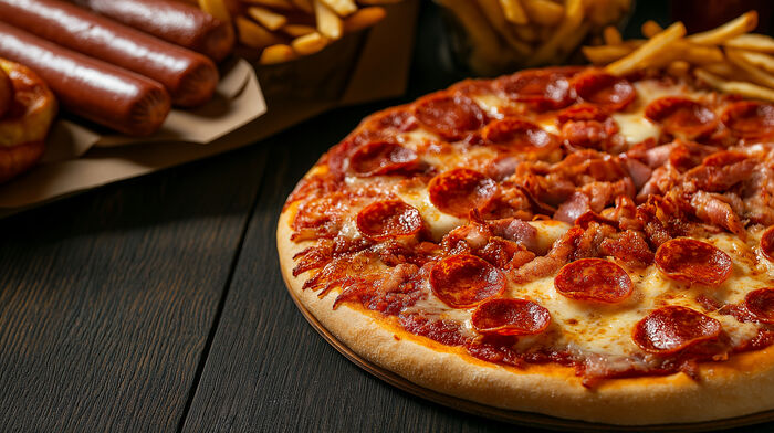 Pepperoni pizza fresh out of the oven